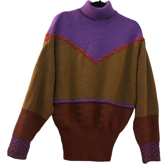 BOGNER vintage winter sweater, 80s,turtleneck, size L, dropped shoulders, banded - Picture 1 of 9
